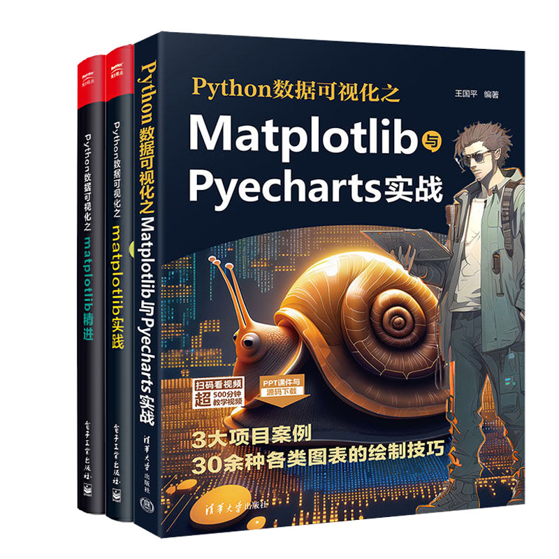 Python数据可视化之Matplotlib与Pyecharts实战+Python数据可视化之matplotlib实践+Python数据可视化之matplotlib进教程书籍