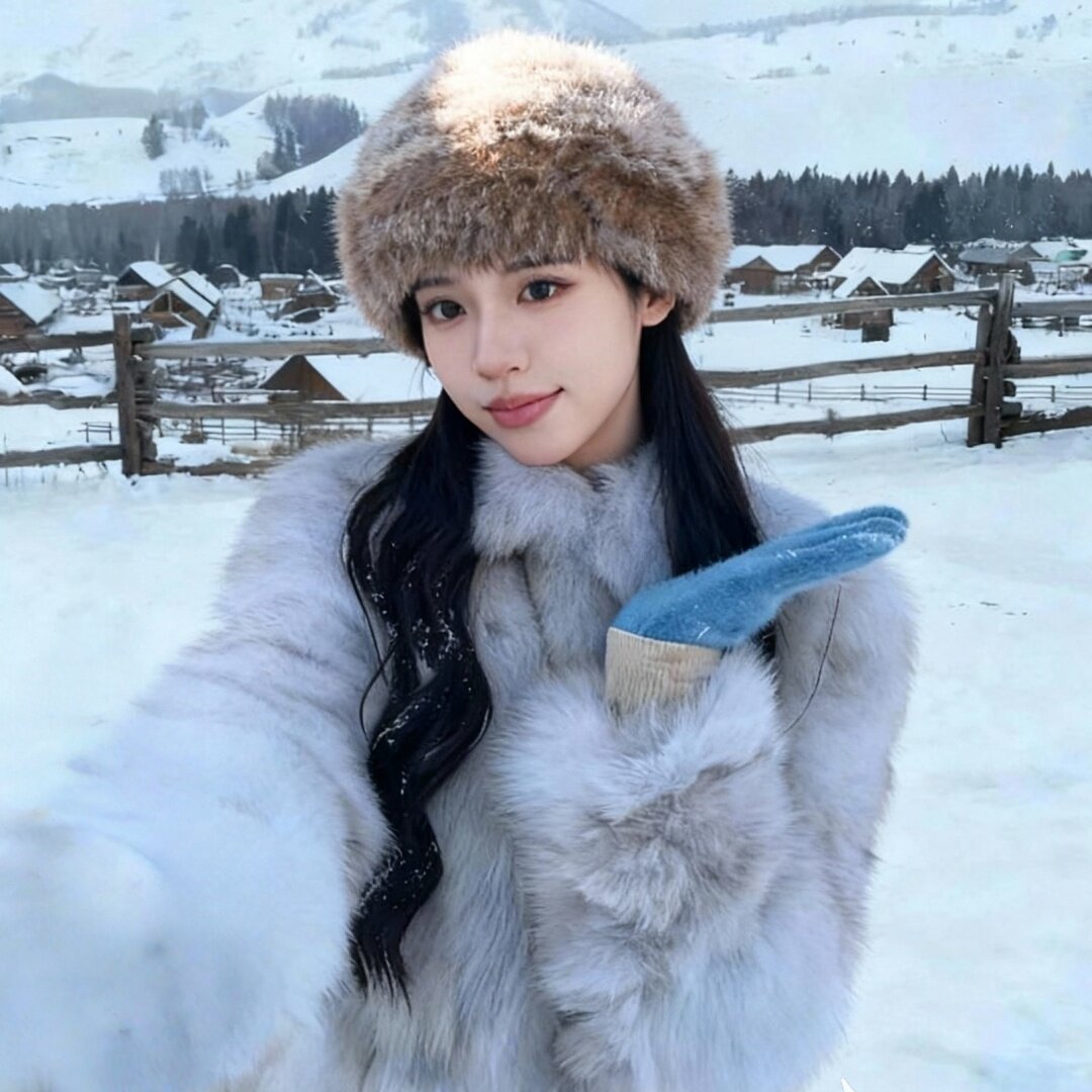 兔毛毛线帽子女秋冬显脸大西北草原东北雪地旅行保暖护耳帽渔夫帽