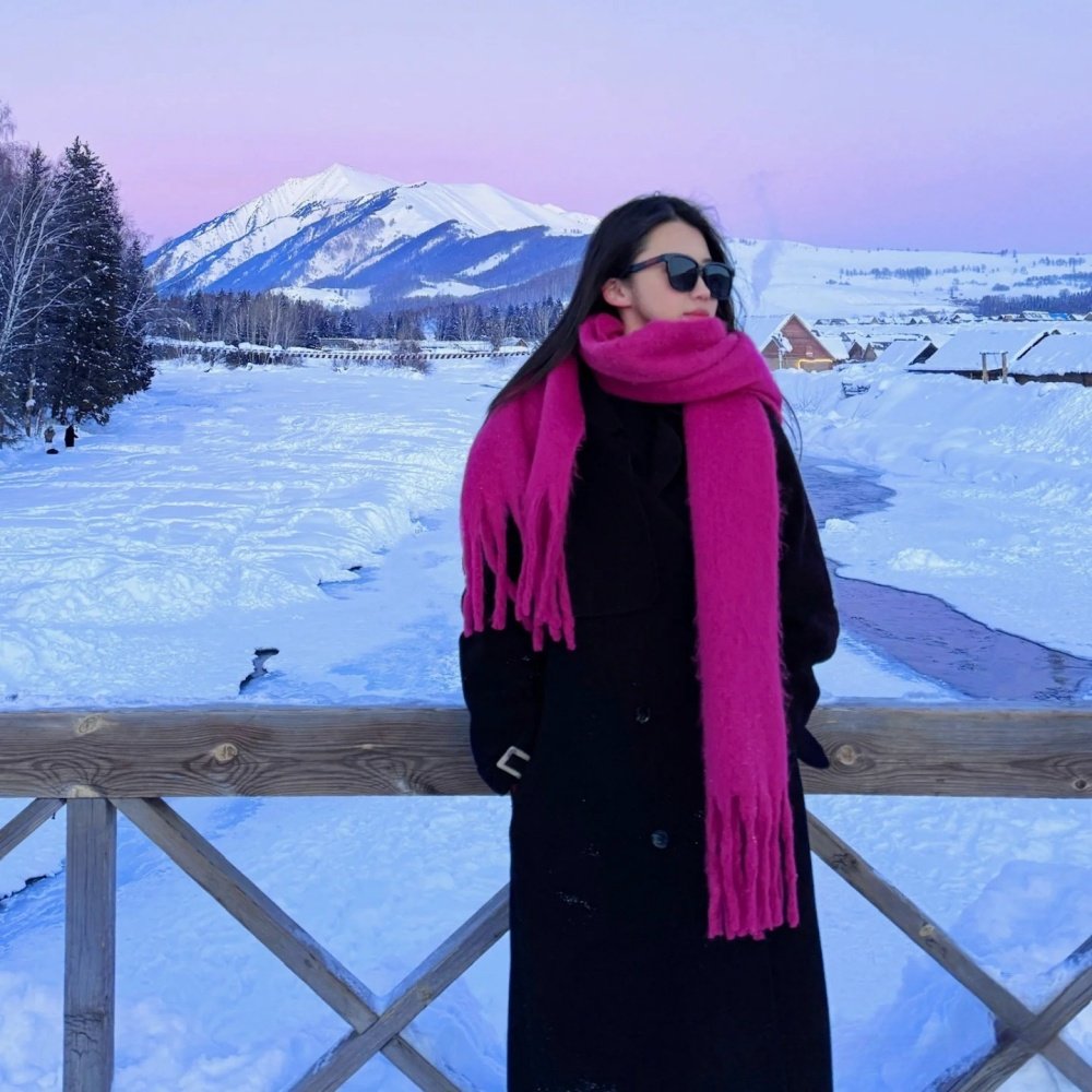 马海毛围巾女冬季氛围感粗流苏长款加厚保暖围脖男长白山旅行披肩