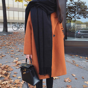 纯色围巾女冬季韩版百搭学生长款加厚仿羊绒保暖大披肩两用围脖男