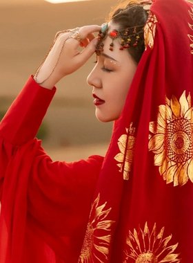 小枫同款围巾女夏季防晒披肩头饰西域藏族异域风情配饰民族风发饰