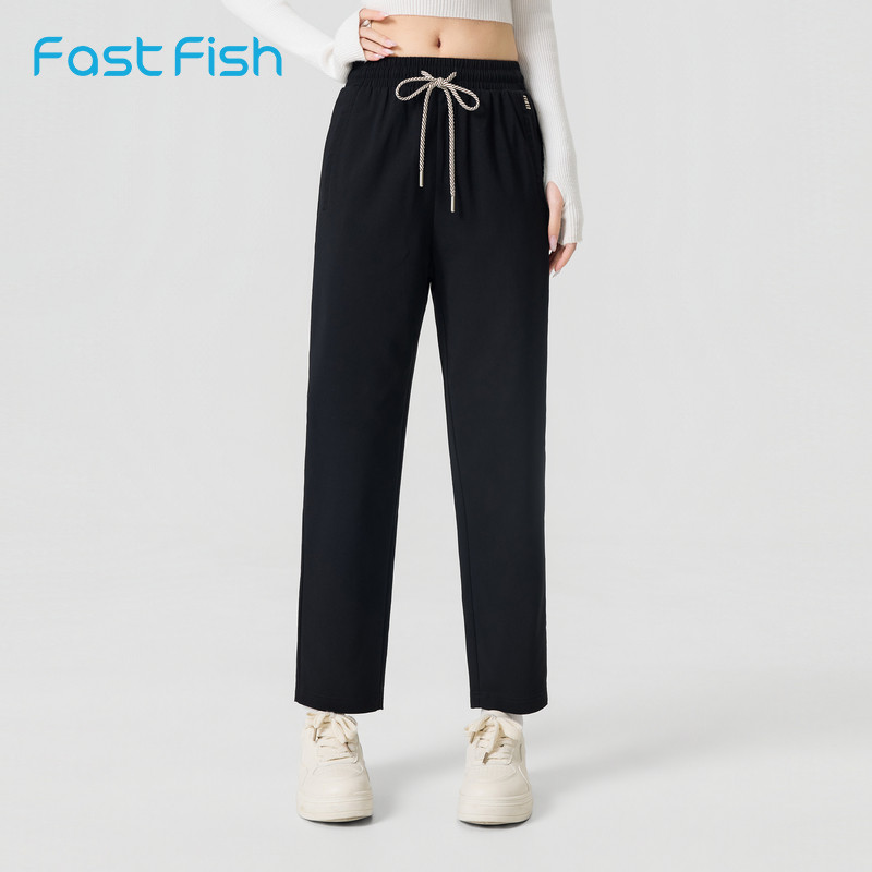 快鱼女士休闲裤2026年春新款运动休闲宽松直筒裤透气舒适垂感长裤 - 快鱼官方旗舰店出品