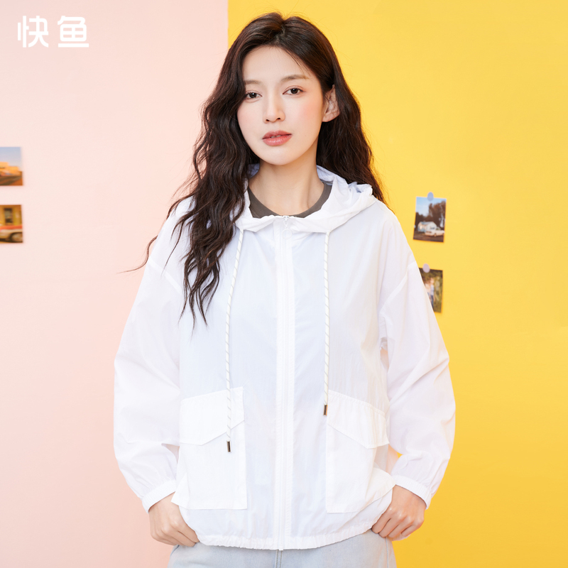 快鱼时尚女装夏款夹克外套2022夏季薄款连帽长袖防晒衣女12J5018