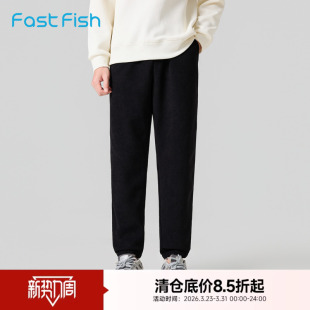 简约长裤 快鱼黑色松紧腰休闲裤 休闲百搭束脚裤 新款 男2025年冬季