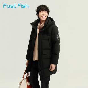快鱼鹅绒羽绒服2026新款冬装男长款过膝抗寒加厚情侣防寒保暖外套