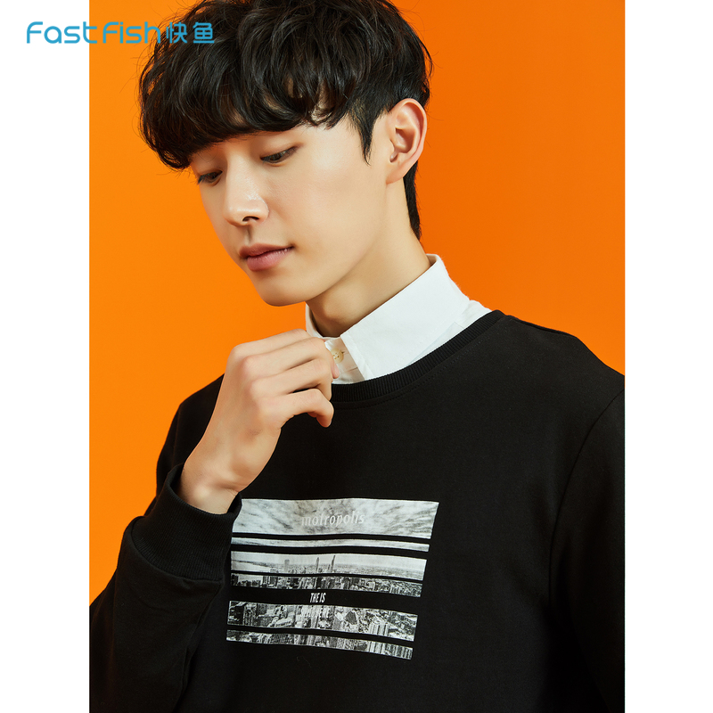 快鱼2020新款卫衣男圆领运动学生ins港风打底衫潮流