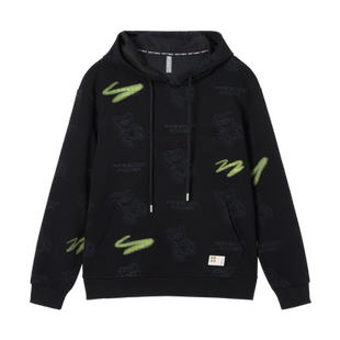 快鱼春季新款男款新连帽卫衣学生印花宽松外套运动套头休闲上衣