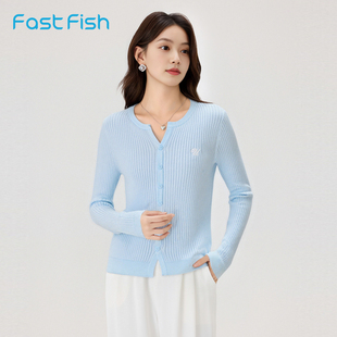 上衣507225 美高徽章刺绣长袖 快鱼2025年冬BM风学院开衫 单衣