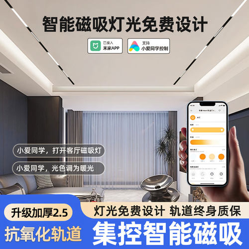 全屋智能集控磁吸轨道灯无主灯