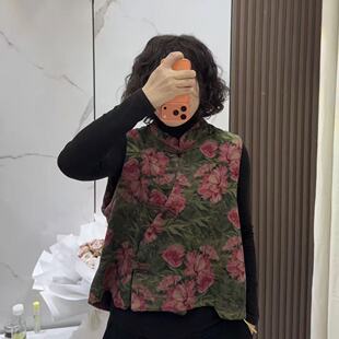 2026新中式春季新款复古花卉盘扣马甲显瘦