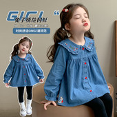 儿童长袖 女童衬衫 软牛仔女小童娃娃领春装 新款 衬衣百搭 宝宝25秋季