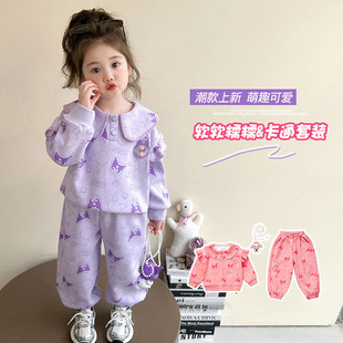2025新款 女童庫(kù)洛米衛(wèi)衣套裝 兒童時(shí)髦洋氣寶寶春秋休閑運(yùn)動(dòng)兩件套