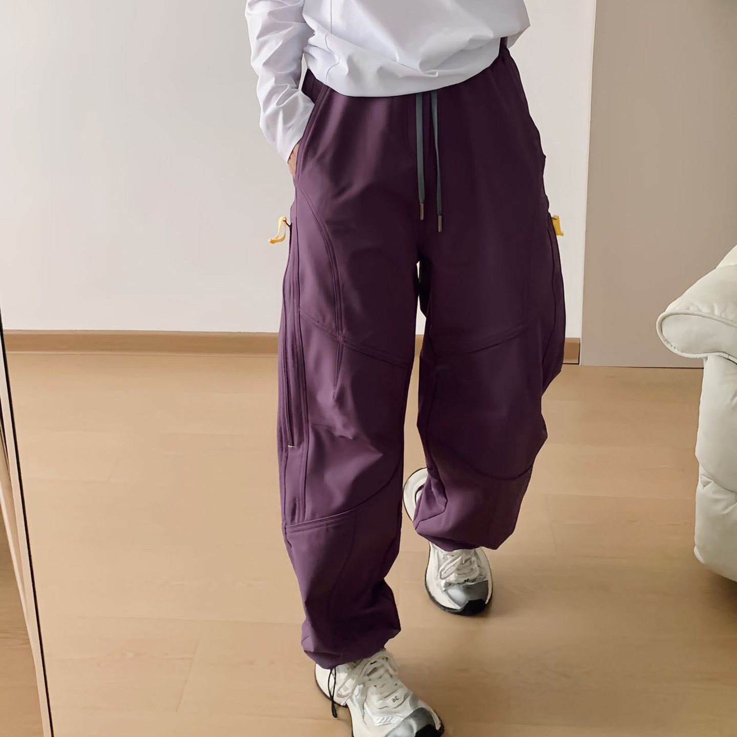 户外休闲素家外贸冬季加绒拉链防风女士软壳冲锋裤工装裤宽松百搭