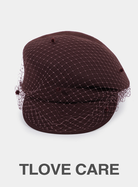 9949秋冬季新款羊毛帽子女士优雅网纱英伦复古礼帽显脸小鸭舌帽