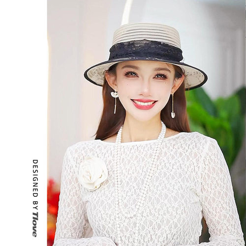 4861时尚潮流平沿帽出街旅游轻盈透气夏季新款平顶帽百搭洋气凉帽