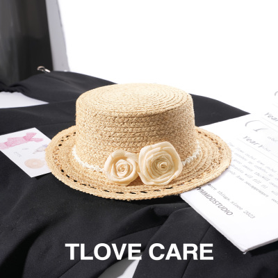 6059+tlove春夏上新气质百搭款拉菲草花朵礼帽