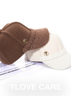 9988+韩版百搭毛绒棒球帽女秋冬显脸小鸭舌帽遮阳防晒帽子