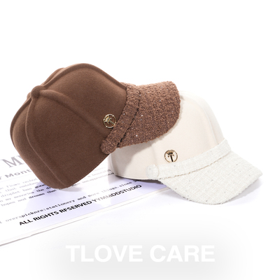 9988时尚韩版棒球帽女士秋冬季新款减龄保暖羊毛帽子户外宽檐冬帽