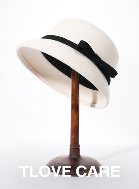 9909时尚优雅赫本帽秋冬季新款洋气减龄羊毛帽子女保暖韩版渔夫帽