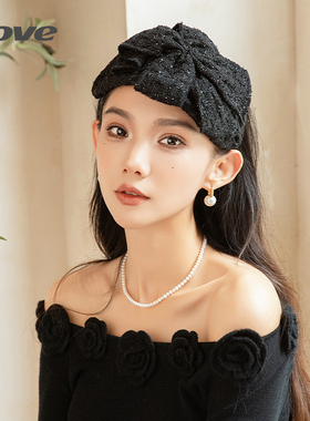 5869时尚优雅洋气半帽女士春夏季新款出游拍照发夹遮白发帽头饰