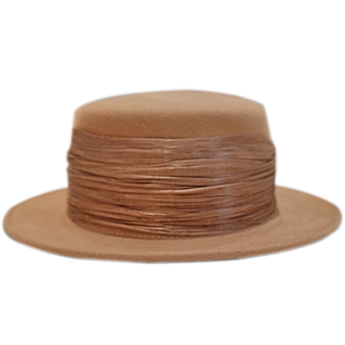 9437+时尚休闲平沿帽洋气百搭羊毛毡帽子女士秋冬季新款平檐礼帽