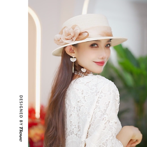 4915时尚洋气平沿帽户外休闲太阳帽夏季新款女士百搭透气潮遮阳帽