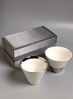 美国WOOT！极简风INS风格简约现代描银手握杯夫妻杯 洗漱杯对杯