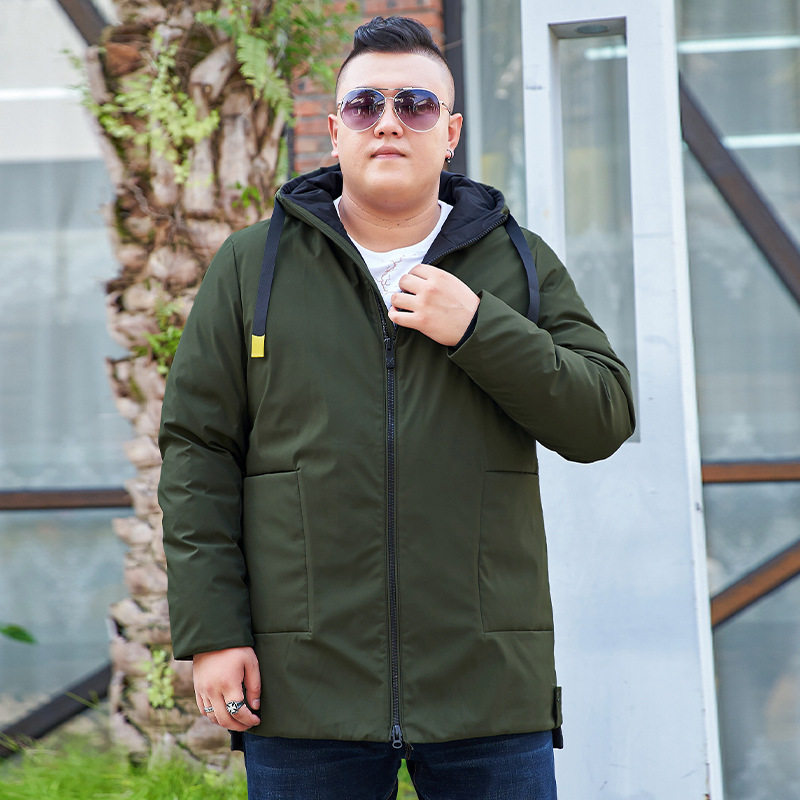 男装胖子宽松大号羽绒外套肥佬加肥加大码冬休闲羽绒服胸113-170