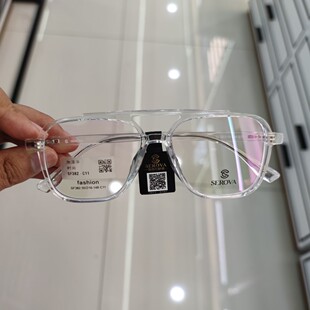 施洛华新款SF382眼镜框男 SEROVA近视眼镜架女 双鼻梁透明色大框