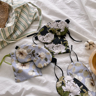 shamelessbaby 玫瑰/山茶 印花桑蚕丝眼罩 双面真丝眼罩 挂耳头戴