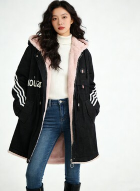 加绒兔毛派克棉衣服外套皮草大衣