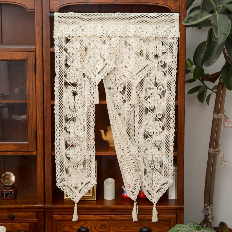 法式复古田园棉线钩针编织门帘风水帘卫生间厨房玄关挂帘隔断帘