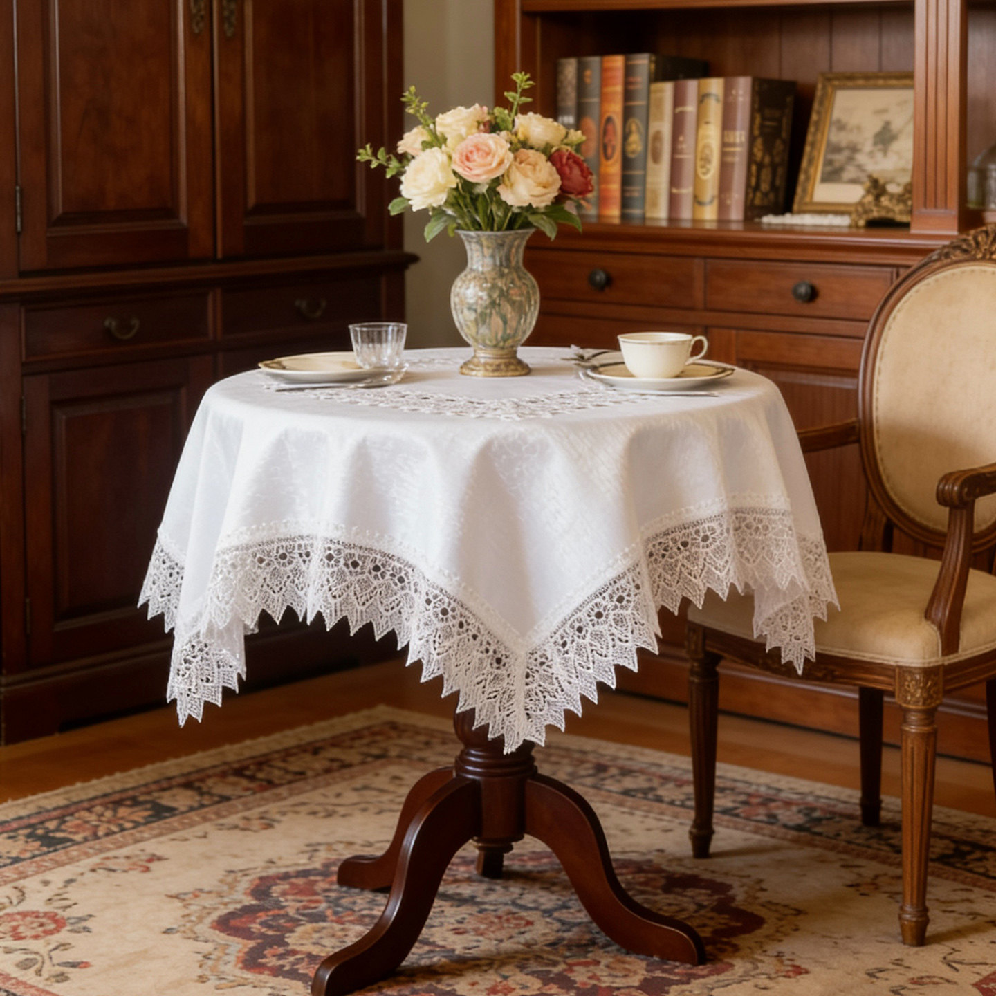 外贸白色法式水溶绣花边唯美桌布餐桌茶几床头柜边柜家电防尘盖巾,居家布艺,桌布,淘宝优惠券,粉丝福利购,淘宝优惠卷