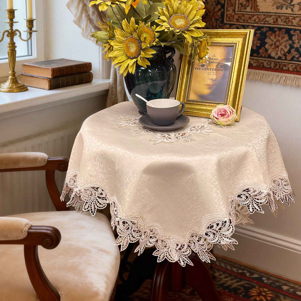 外贸欧式古典水溶绣花边桌布餐桌茶几床头柜边柜鞋柜家电防尘盖巾,居家布艺,桌布,淘宝优惠券,粉丝福利购,淘宝优惠卷