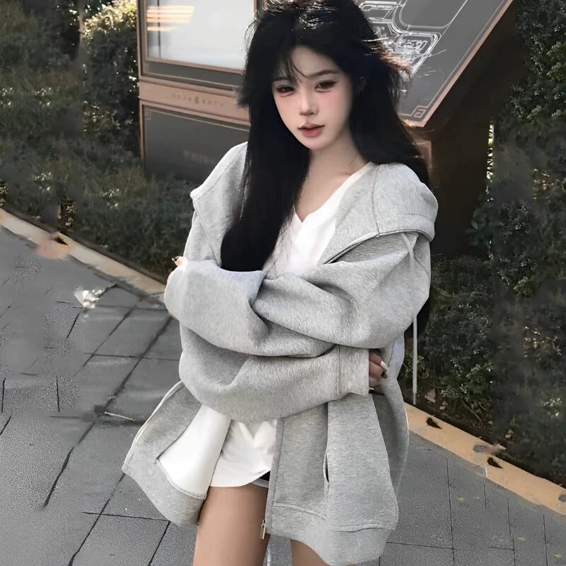 美式潮牌连帽卫衣情侣男女秋冬新款加绒韩系慵懒松弛感宽松外套潮
