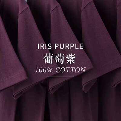 今年流行显白高级感葡萄紫260g重磅纯棉圆领短袖t恤宽松半袖上衣