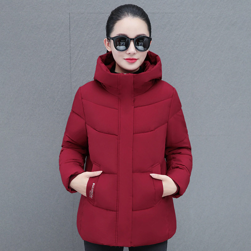 秋冬新款棉服女韩版连帽中长款冬季时尚洋气保暖外套棉袄加绒加厚