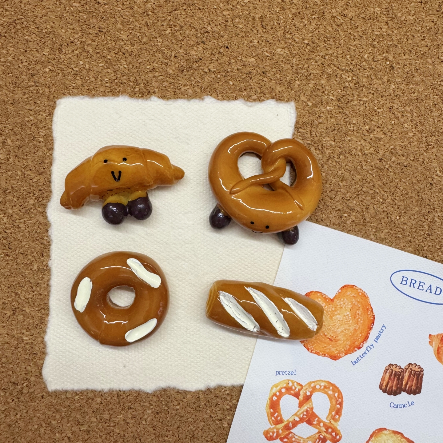 4个装创意面包图钉软木板工字钉墙钉幼儿园创意ins照片墙毛毡板