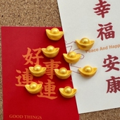 9个装 宝软木板大头针按钉毛毡工字钉绘画办公文具 新年金色平面元