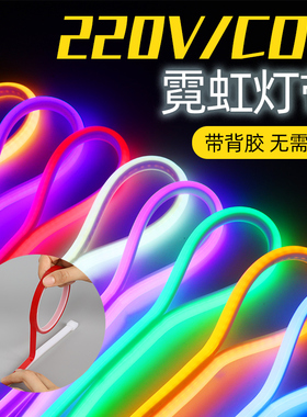 220V霓虹cob灯带led自粘门头户外墙房檐彩色装饰防水柔性氛围灯条