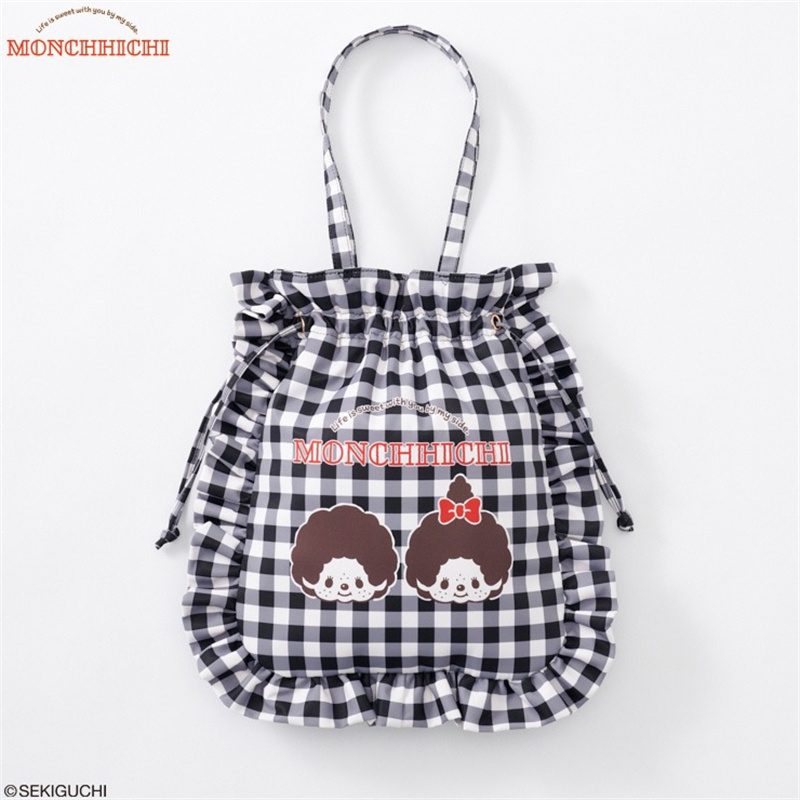 卡通可爱萌趣时尚格子手提单肩包