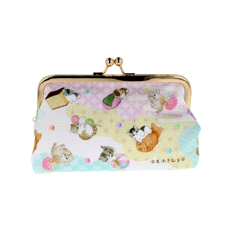 日系卡通可爱点心猫咪夹子包时尚百搭收纳袋萌趣下午茶手拿化妆包