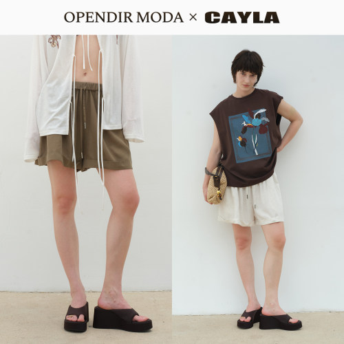 CAYLA天丝亚麻翻边休闲短裤