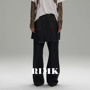 长裤 女24FW023 甜酷假两件遮胯牛仔裙裤 RIMK秋冬设计感小众个性