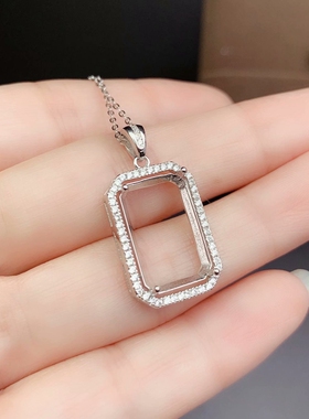 新s925纯银长方形枕形大尺寸吊坠