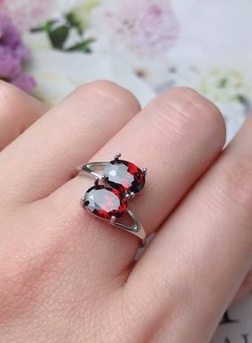 新款银两粒裸石戒指S925空托尺寸