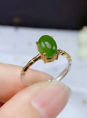 新款S925银双色戒指空托尺寸5*7 6*8 7*9mm戒托 银空托可来石镶嵌