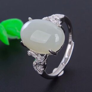 S925银女款 戒指空托大 尺寸10*14 11*14mm可代镶嵌蜜蜡琥珀 南红