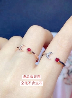 新S925纯银包镶活口戒指银空托小尺寸圆3*3mm时尚简约百搭热卖DIY