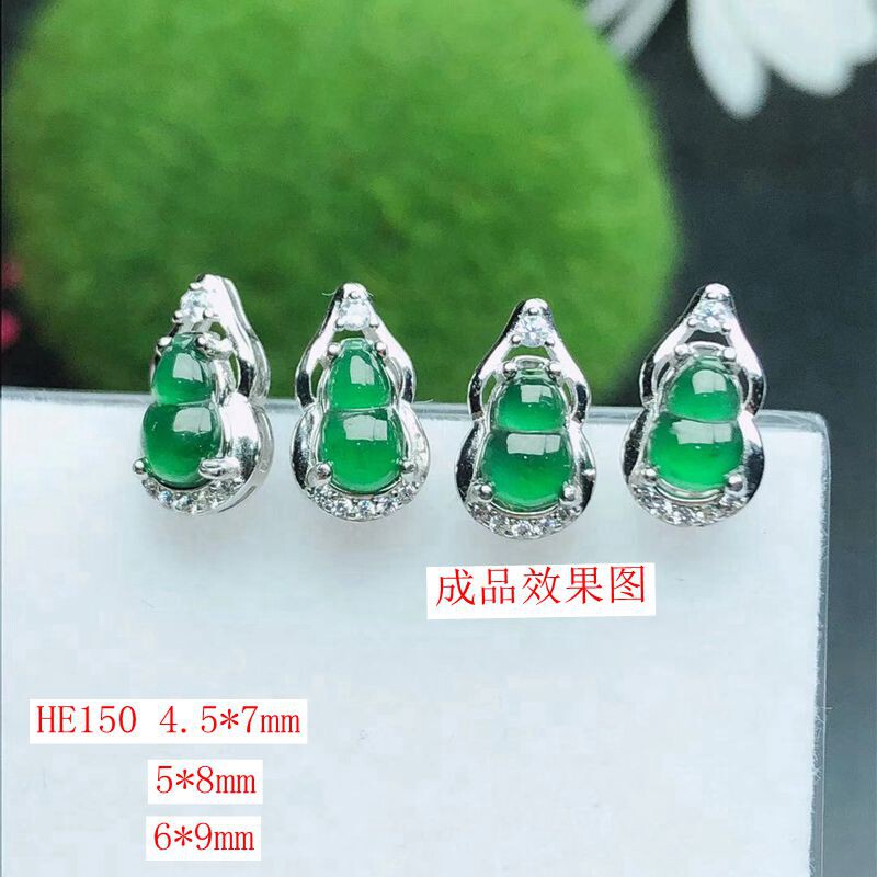 S925纯银女葫芦耳钉空托多尺寸4.图片